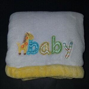 Baby Starters Giraffe Fleece Baby Blanket Lovey White Yellow Trim Blue Green